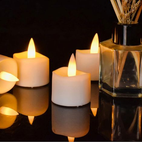 Altre decorazioni natalizie, 12 candele LED tremolanti con timer, mini lumini da tè senza fiamma a batteria, luce tremolante bianca calda (1/5)