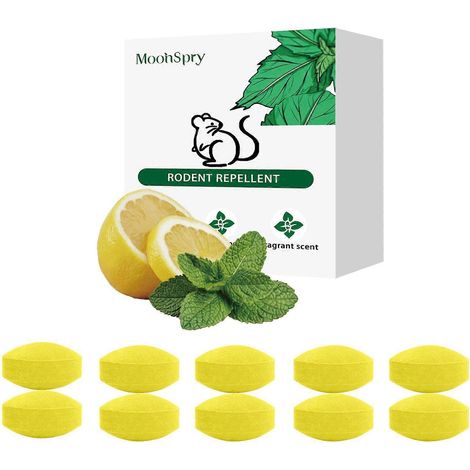 20 piècesComprimés répulsifs pour rongeurs, parfum naturel menthe et citron, répulsif contre les souris pour la maison, sans danger pour les animaux et les enfants, efficace contre les rats pour la vo (1/5)