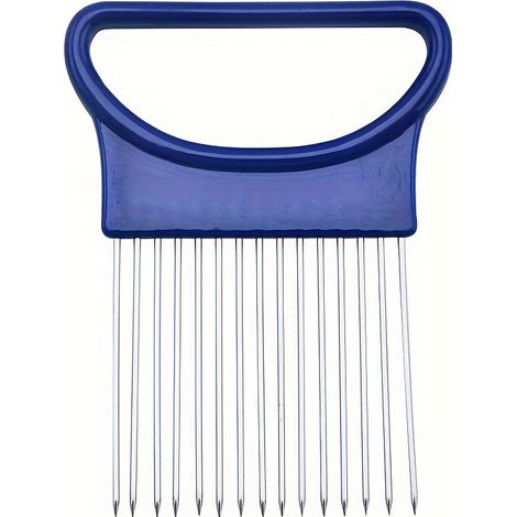 (Bleu) Coupe-oignons en acier inoxydable, peut couper les tomates, sûr et respectueux de l'environnement. (1/5)