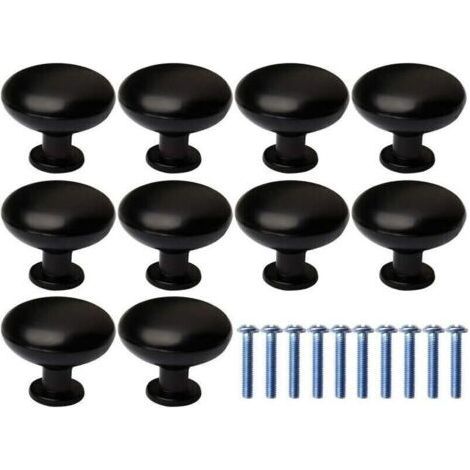Black round furniture knobs 28mmSet of 10Easy installation with 20mm screwsFor cupboards and drawers 10Pcs (1/4)