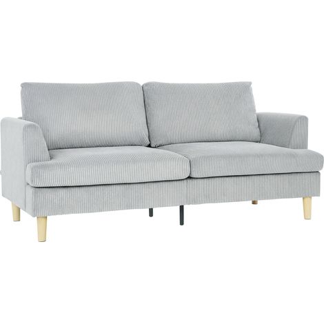 Hellgraues 3-Sitzer-Sofa mit gepolsterten Armlehnen im Seil-Stil für das Wohnzimmer