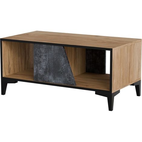 Mesa de centro/banco OVO 90x50xH39 roble/hormigón (1/3)