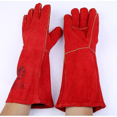 gants De Soudure Lectrique Paissis En Cuir De Vache Rouge Pour Prolonger La Protection Des Soudeurs Lectriques Rsistants L'usure (1/5)
