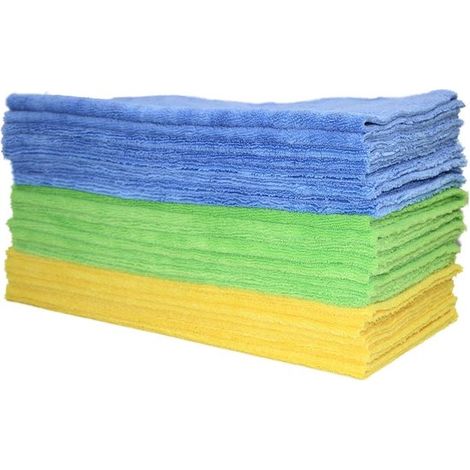 Paño de limpieza ultrasónico premium sin bordes - paquete de 24 - azul, verde y amarillo - 406 x 406 cm (1/5)