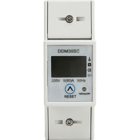 Einphasen-Energiezähler mit LCD-Anzeige, DIN-Schienenmontage, 2-polig, Gesamtstromzähler, DC 220 V, 5–80 A (1/5)