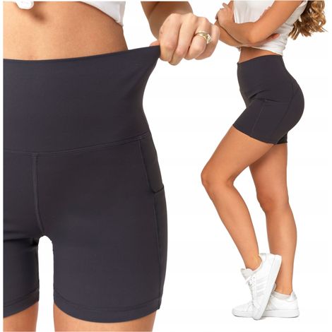 Pantalones cortos deportivos de ciclismo para mujer con cintura alta y bolsillos Moraj S Negro (1/5)