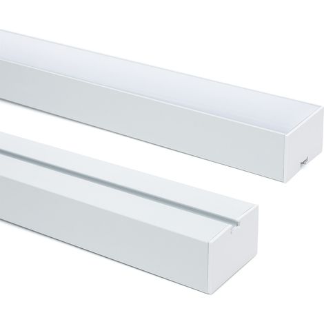 Perfil Aluminio Colgante XL para Tira LED hasta 45 mm con Tapa Continua Blanco 2 m Blanco traslúcido (1/5)