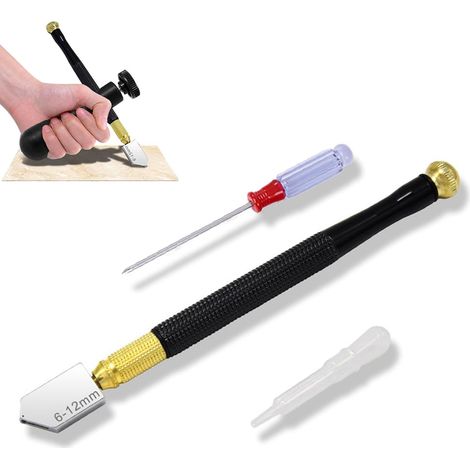 Cortador de vidrio profesional, herramienta para cortar vidrio, cortador de vidrio de diamante profesional de aleación de metal, cortador de vidrio de 6 mm a 12 mm, para cortar vidrio, azulejos, espej (1/5)