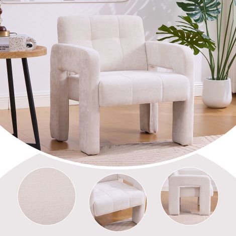 Fauteuil moderne et minimaliste — Style nordique — Siège rembourré et confortable — Idéal pour salon, chambre ou bureau (1/5)