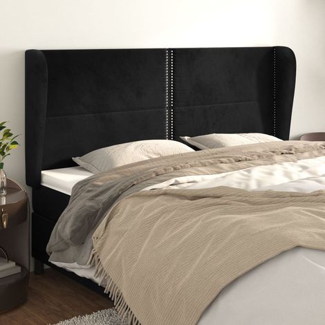 vidaXL Tête de lit avec oreilles Noir 183x23x118/128 cm Velours (1/5)