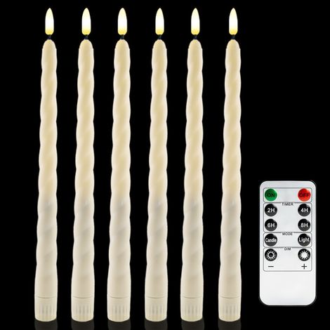 6er-Pack batteriebetriebene LED-Stabkerzen mit Fernbedienung und Timer, realistisch flackerndes warmweißes Licht (1/5)