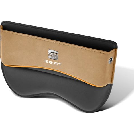 (Beige) Combleur d'espace multifonctionnel pour siège auto SEAT Ibiza, Arona, Ateca, Cordoba, Alhambra, Mii, Tarraco, Leon, Altea, Toledo. Boîte de rangement pour siège auto. (1/5)