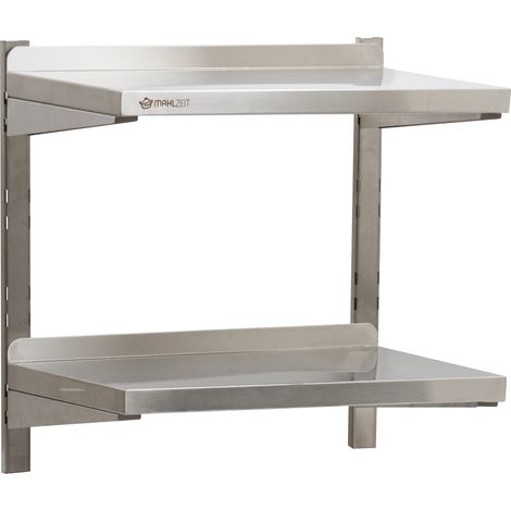 Mahlzeit étagère murale en acier inoxydable, 60 x 35 cm, 2 étagères, étagère de cuisine étagère suspendue étagère murale
