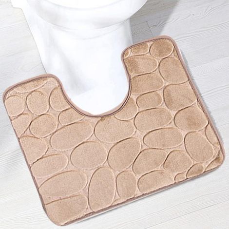 1 Tapis de bain, microfibre, forme en U, antidérapant, absorbant, pour salle de bain (1/2)