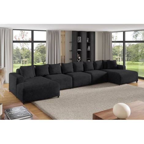 Wohnlandschaft Sofa U-Form Designersofa MEGAN XL in Stoff Poso Anthrazit (1/2)