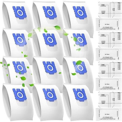 12 bags for Miele GN vacuum cleaners, compatible with Miele GN 3D Airclean Efficiency Classic C1 Complete C2 C3, S600, S2000, S5000 and S8000 dust bags (12 bags + 4 filters) (1/5)