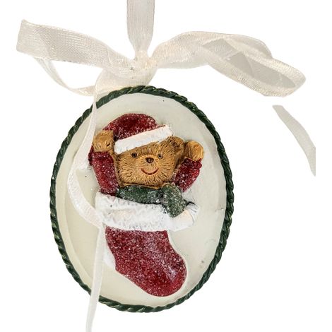 Colgante navideño OSO DE PELUCHE EN UN CALCETÍN (1/5)