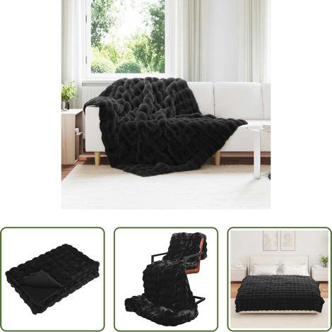 Kunstfell Decke -  Rutschfeste Kunstfell Decke Olite Schwarz 150 x 220 cm (1/5)