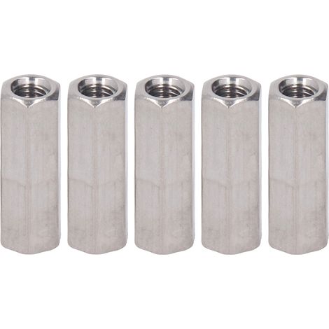 10 Stück Sechskant-Kupplungsmuttern M6x1 L30mm 304 Edelstahl, rostfrei, korrosionsbeständig, Gewindestangenverbinder (1/5)