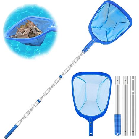 150CM Écumoire De Piscine, Épuisette à Feuilles Filet, Filets de Fond de Piscine avec percher, Avec Mât Télescopique en Aluminium, Filet de Piscine (1/5)