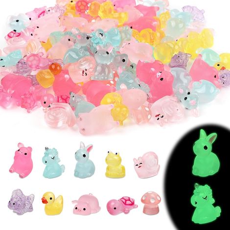 100pcs Mini Animaux en Résine, Petits Animaux Miniatures Animaux Phosphorescents Figurines Animaux Lumineux Accessoires de Jardin Micro Paysage pour Décoration de Terrasse en Mousse Artisanat (1/5)
