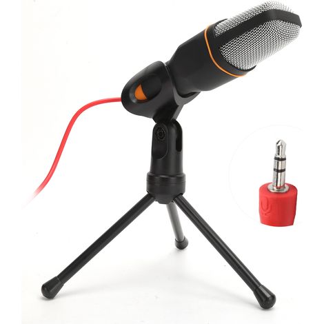 Microphone À Condensateur - Câble 8 M - Trépied Réglable - Pour Conférence En Ligne Et Enregistrement Vocal - Noir