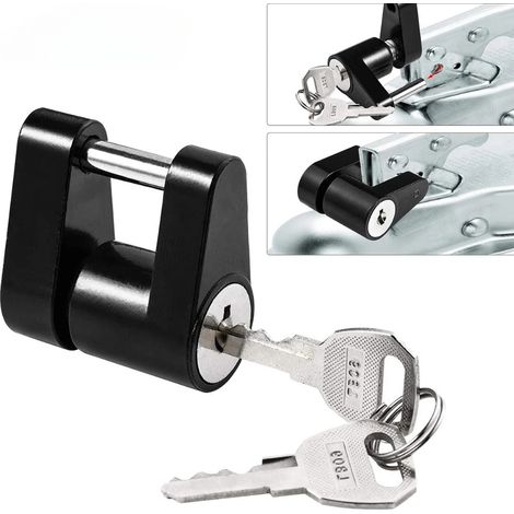 Serrure de coupleur de timon de remorque résistante à usage intensif : Serrure de sécurité antivol résistante à la corrosion, à clé de 1/4" pour camping-cars, camions et remorques. (1/4)