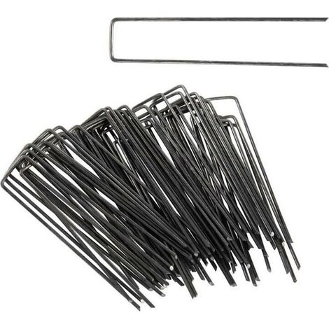 Piquet de jardin de fixation toile de paillage 150 x 40 mm en acier x 50 (1/4)