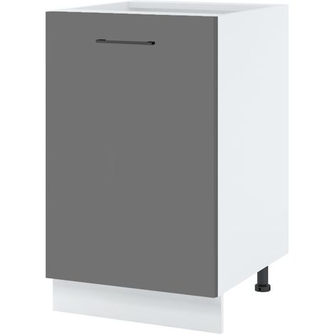 Meuble bas de cuisine Lovia Gris Mat 1 porte L 50 cm - Porte avec poignée apparente   Grey (1/2)