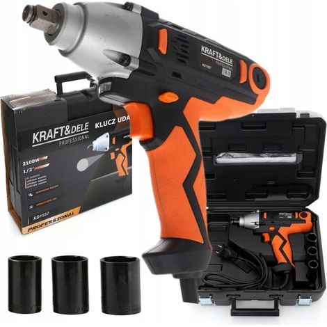 Llave de impacto eléctrica de 2100 W y 800 Nm, con estuche de 1/2" y 3 vasos Kraft (KD1557)