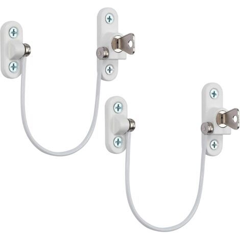 Verrou de Sécurité Meuble Porte Fenêtre-2Pcs avec Clé de Blanc Restricteur Câble 190mm-Bébé Enfant Sécurité Entrebâilleur à Cable