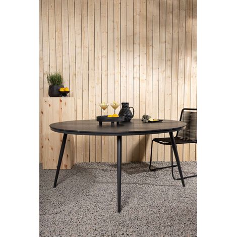 Break Table de salle à manger Ø150 cm, noir. (1/4)