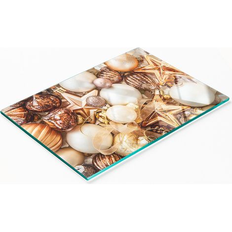 Planche à découper décorative en verre avec boules de Noël 80x52 cm (1/5)
