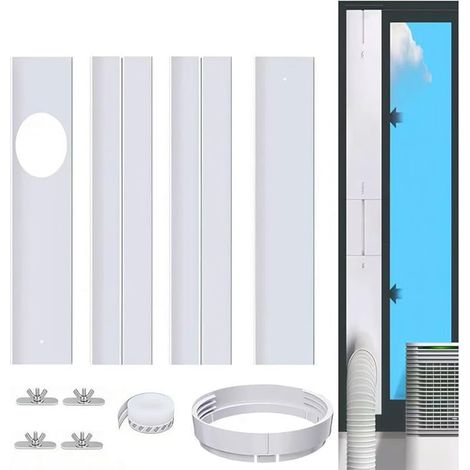 Joint de fenêtre en PVC pour climatisation mobile, plaque, 4 pièces, étanchéité de fenêtre pour climatisation, passage de fenêtre pour climatisation, tuyau d’évacuation de 150 mm pour fenêtre (1/5)