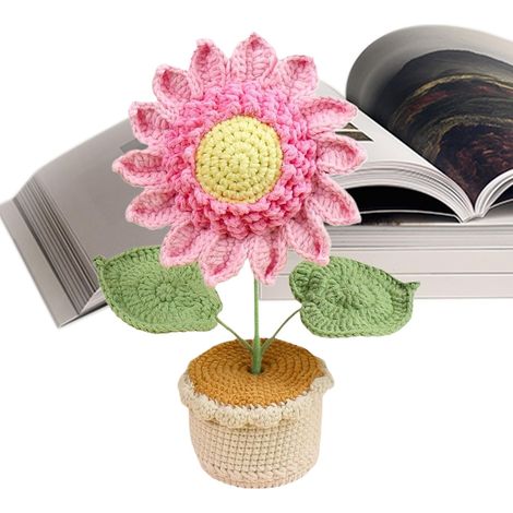 Décor de Bureau de Fleurs tricotées, au Crochet Décoration Florale Centre de Table pour la maison, présentoir de pour scène de vacances, pour salon, chambre (1/5)