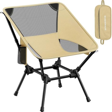 Chaise de Camping Pliante - 1 Unité - Acier et Maille Nylon - Hauteur Réglable Support 150 kg - Plage Jardin Voyage - Marron (1/5)
