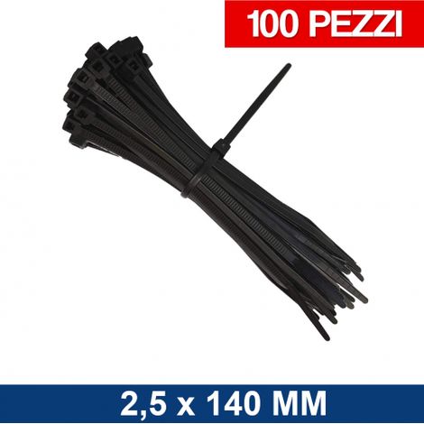 FASCETTA FASCETTE CABLAGGIO IN PLASTICA PER CAVI NERA MULTIUSO 2,50X140 MM 37955