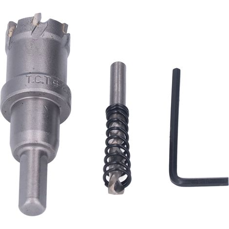 Foret de scie cloche en carbure TCT, Kit de coupe de dents en métal épais avec clé hexagonale, foret de carottage 25mm/1 po