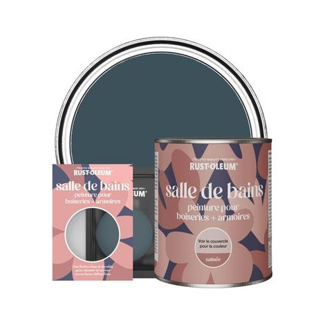 Peinture pour Boiseries & Armoires de Salle de Bains, Finition Satinée - Bleu du Soir (1/2)