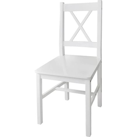 Maison Exclusive - Sedie da Pranzo 4 pz Bianche in Legno di Pino (1/5)