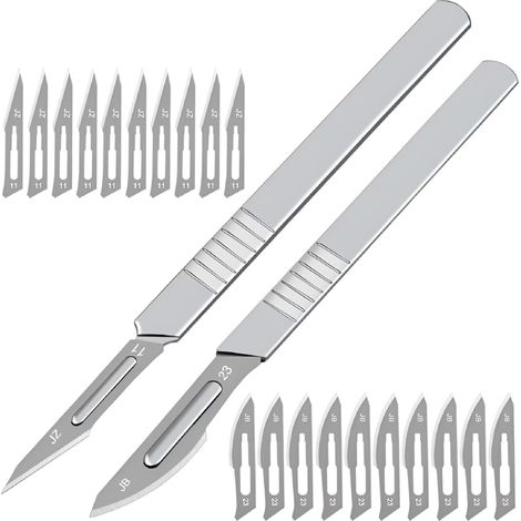 20-teiliges Skalpellklingen-Set aus Kohlenstoffstahl + 2 Griffe – Handwerkzeugset für die Reparatur und das Schneiden von Leiterplatten (DIY) (1/5)