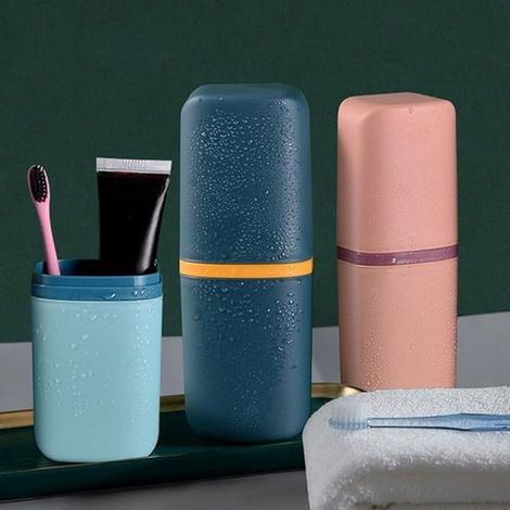 3-teiliger Reise-Toilettenbecher, Aufhängemöglichkeit, Badezimmer-Organizer für einfache Aufbewahrung, Reise-Kulturbeutel für effizientes Packen (1/5)