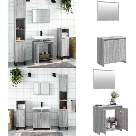 Ensemble de meubles de salle de bain 2 pcs Sonoma gris - Ensemble salle de bain - Rangement salle de bain (1/5)