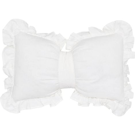 Coussin Déco Nœud "Fleur de Rose" 30x50cm Blanc (1/3)