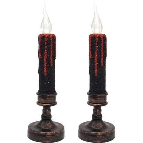 Lampe à bougie LED 5.5 20.5cm 1 paire de bougies sans flamme pour Halloween bougie alimentée par batterie (1/5)
