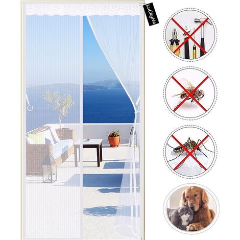 Magnetic Mosquito Net Door Anti Fly Insect Door Curtain 95x230cm Mosquito Net Automatic Closing Anti Mosquitoes No Drilling for Corridors Patio Doors - White A (1/5)