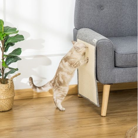 Tappeto tiragraffi per gatto 130x45 cm, set da 2, protezione per mobili, da appendere, poliestere grigio (1/5)