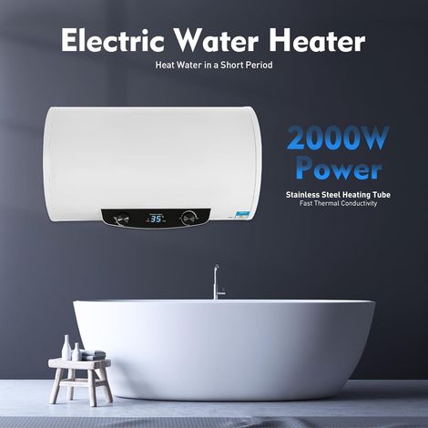 70L Elektro Warmwasserspeicher, 2000W Elektrische Durchlauferhitzer Wandmontage Warmwasserboiler mit Wasserhahn und Handbrause, IPX4, Heiztemperaturbereich 35-75°C (1/5)
