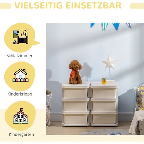 Coffre de rangement enfant, tiroir de rangement pour enfants, 3 tiroirs, blanc (1/4)