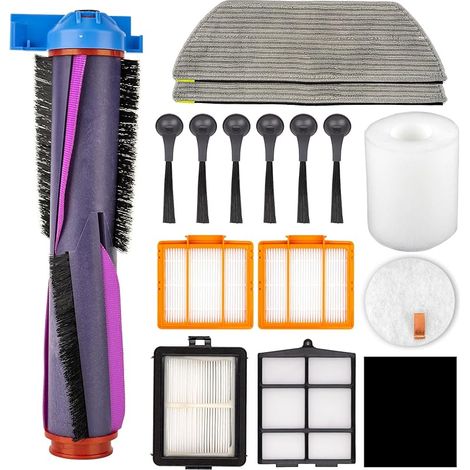 (15 Pièces) AV2800ZEEUWH Pièces De Rechange Pour Aspirateur Robot Shark AV2800ZEEUWH, RV2800YEEU, RV2800ZEEU, AV2800ZE, RV2820YE, RV2820ZE, AV2820S, Brosse Rotative, Filtre, Brosse Latérale, Serpilliè (1/5)